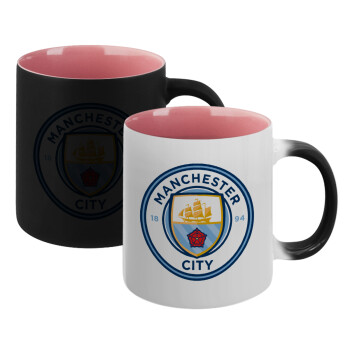 Manchester City FC , Κούπα Μαγική εσωτερικό ΡΟΖ, κεραμική 330ml που αλλάζει χρώμα με το ζεστό ρόφημα (1 τεμάχιο)