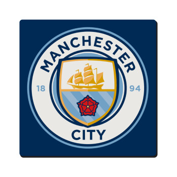 Manchester City FC , Τετράγωνο μαγνητάκι ξύλινο 6x6cm