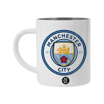 Manchester City FC , BIG Mug Stainless steel double wall (450ml, White)