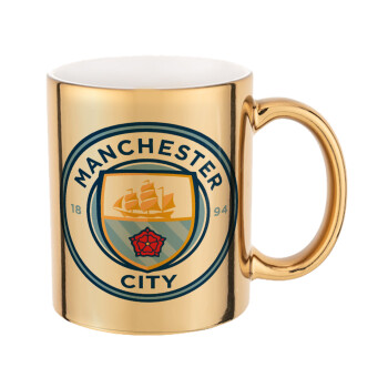 Manchester City FC , Κούπα κεραμική, χρυσή καθρέπτης, 330ml