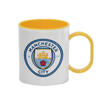 Manchester City FC , Κούπα (πλαστική) (BPA-FREE) Polymer Κίτρινη για παιδιά, 330ml