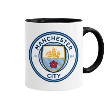 Manchester City FC , Κούπα χρωματιστή μαύρη, κεραμική, 330ml
