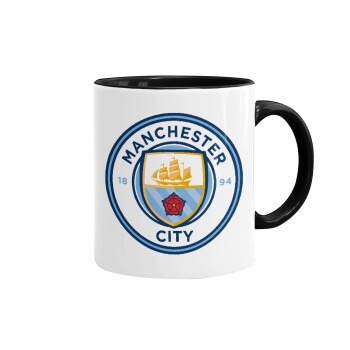 Manchester City FC , Κούπα χρωματιστή μαύρη, κεραμική, 330ml