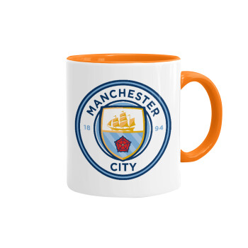 Manchester City FC , Mug colored orange, ceramic, 330ml