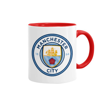 Manchester City FC , Κούπα χρωματιστή κόκκινη, κεραμική, 330ml