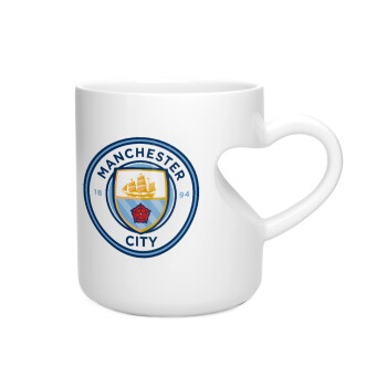 Manchester City FC , Κούπα καρδιά λευκή, κεραμική, 330ml