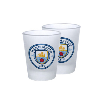 Manchester City FC , Σφηνοπότηρα γυάλινα 45ml του πάγου (2 τεμάχια)