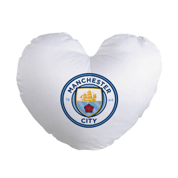 Manchester City FC , Μαξιλάρι καναπέ καρδιά 40x40cm περιέχεται το  γέμισμα