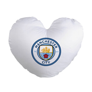 Manchester City FC , Μαξιλάρι καναπέ καρδιά 40x40cm περιέχεται το  γέμισμα