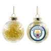 Transparent Christmas tree ball ornament with gold filling 8cm