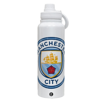 Manchester City FC , Θερμός 1L Ανοξείδωτο με Βάση Κινητού & Διπλά Τοιχώματα