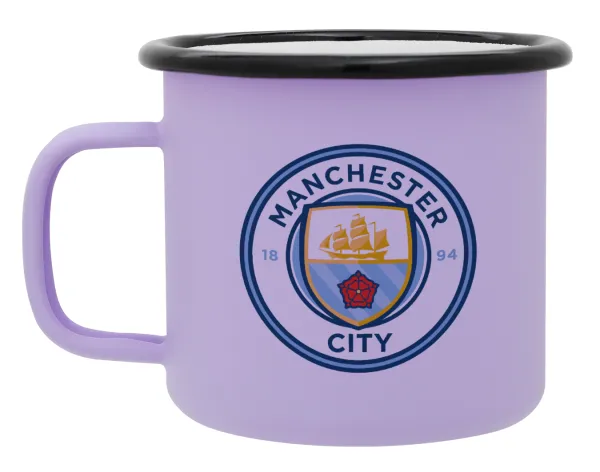 Manchester City FC — Metal enamel mug, matte light pastel purple, 360ml
