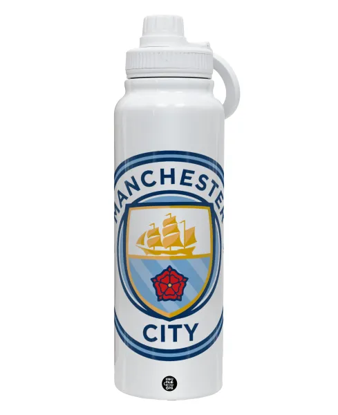 Manchester City FC — Θερμός 1L Ανοξείδωτο με Βάση Κινητού & Διπλά Τοιχώματα