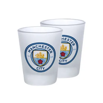 Manchester City FC , Σφηνοπότηρα γυάλινα 45ml του πάγου (2 τεμάχια)