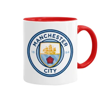Manchester City FC , Κούπα χρωματιστή κόκκινη, κεραμική, 330ml