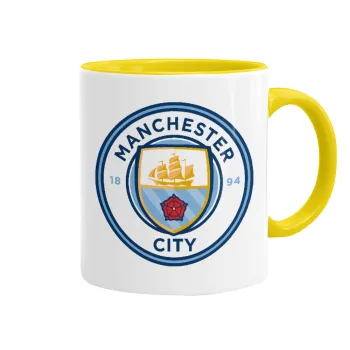 Manchester City FC , Κούπα χρωματιστή κίτρινη, κεραμική, 330ml