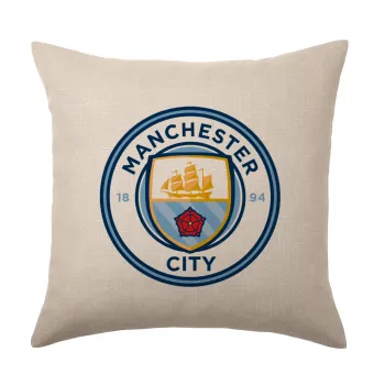 Manchester City FC , Μαξιλάρι καναπέ ΛΙΝΟ 40x40cm περιέχεται το  γέμισμα