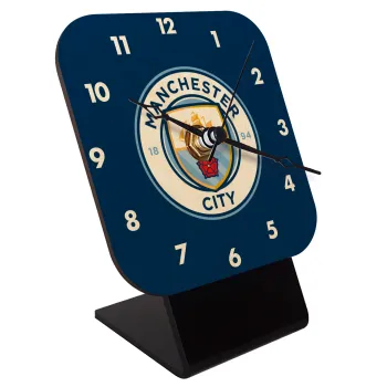 Manchester City FC , Επιτραπέζιο ρολόι σε φυσικό ξύλο (10cm)
