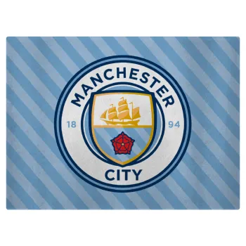 Manchester City FC , Επιφάνεια κοπής γυάλινη (38x28cm)