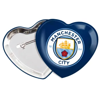 Manchester City FC , Κονκάρδα παραμάνα καρδιά (57x52mm)