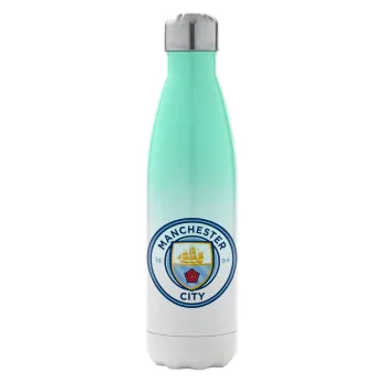 Manchester City FC , Μεταλλικό παγούρι θερμός Πράσινο/Λευκό (Stainless steel), διπλού τοιχώματος, 500ml