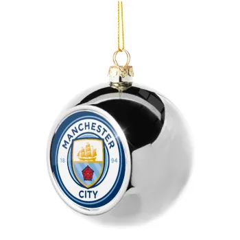 Manchester City FC , Silver 8cm Christmas tree ball ornament