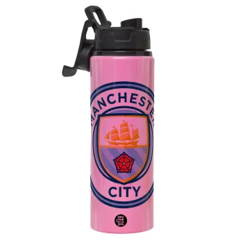 Manchester City FC , Metallic water bottle with safety lid, 850ml aluminum