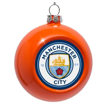 Manchester City FC , Στολίδι Χριστουγεννιάτικη μπάλα δένδρου Πορτοκαλί 8cm