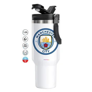 Manchester City FC , Mega Tumbler με καπάκι, διπλού τοιχώματος (θερμό) 1,2L