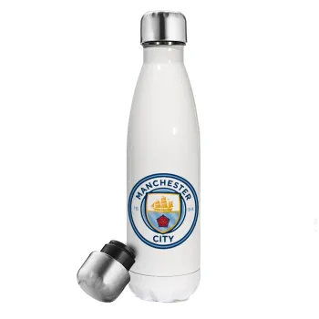 Manchester City FC , Metal mug thermos White (Stainless steel), double wall, 500ml