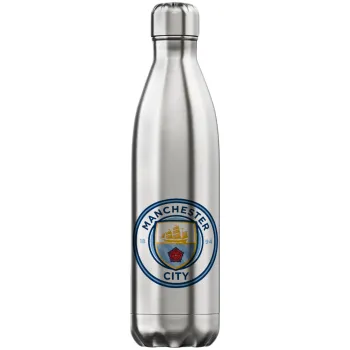 Manchester City FC , Μεταλλικό παγούρι θερμός Inox (Stainless steel), διπλού τοιχώματος, 750ml