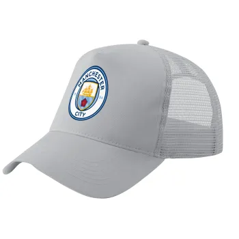 Manchester City FC , Καπέλο Trucker με Δίχτυ, ΓΚΡΙ, (ΒΑΜΒΑΚΕΡΟ, ΠΑΙΔΙΚΟ, UNISEX, ONE SIZE)