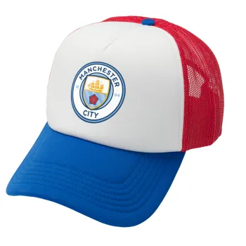Manchester City FC , Καπέλο Ενηλίκων Soft Trucker με Δίχτυ Red/Blue/White (POLYESTER, ΕΝΗΛΙΚΩΝ, UNISEX, ONE SIZE)