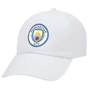 Manchester City FC , Adult Baseball Cap White 5-panel (POLYESTER, ADULT, UNISEX, ONE SIZE)