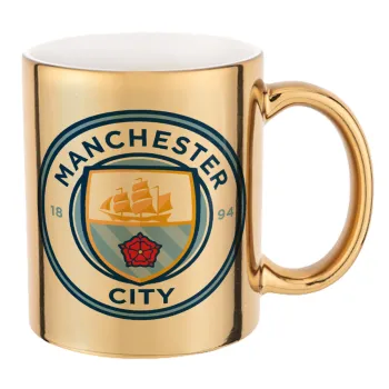 Manchester City FC , Mug ceramic, gold mirror, 330ml