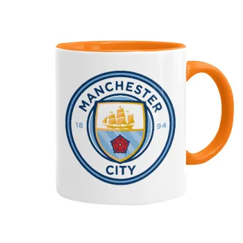 Manchester City FC , Κούπα χρωματιστή πορτοκαλί, κεραμική, 330ml