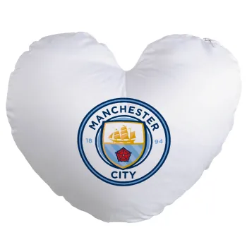 Manchester City FC , Μαξιλάρι καναπέ καρδιά 40x40cm περιέχεται το  γέμισμα