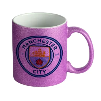 Manchester City FC , Κούπα Μωβ Glitter που γυαλίζει, κεραμική, 330ml