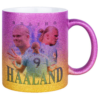 Erling Haaland, Κούπα Χρυσή/Ροζ Glitter, κεραμική, 330ml