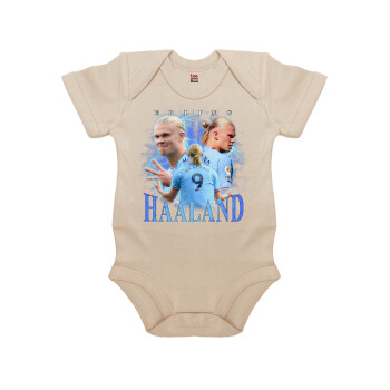 Erling Haaland, Βρεφικό φορμάκι μωρού, 0-18 μηνών, Natural (Εκρού), 100% Organic Cotton, κοντομάνικο