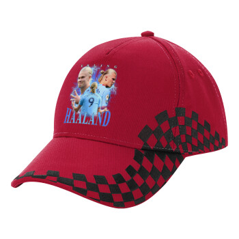 Erling Haaland, Adult Cap RACING Ultimate Red/Black, (100% COTTON DRILL, ADULT, UNISEX, ONE SIZE ADULT)