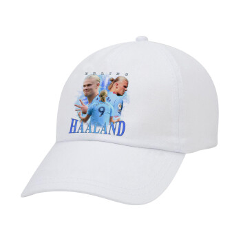 Erling Haaland, Καπέλο Ενηλίκων Baseball Λευκό 5-φύλλο (POLYESTER, ΕΝΗΛΙΚΩΝ, UNISEX, ONE SIZE)