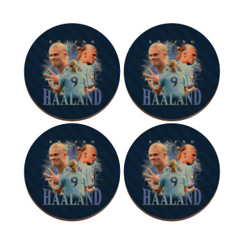 Erling Haaland, ΣΕΤ x4 Σουβέρ ξύλινα στρογγυλά plywood (9cm)