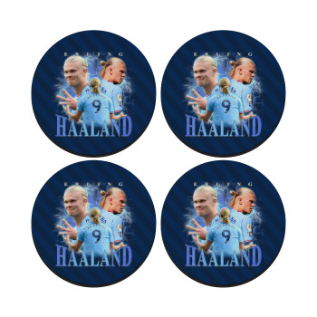 Erling Haaland, ΣΕΤ 4 Σουβέρ ξύλινα στρογγυλά (9cm)