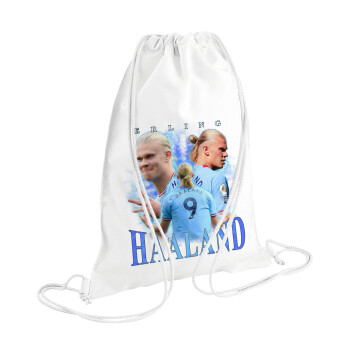Erling Haaland, Τσάντα πλάτης πουγκί GYMBAG λευκή (28x40cm)