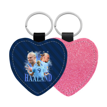 Erling Haaland, Μπρελόκ PU δερμάτινο glitter καρδιά ΡΟΖ