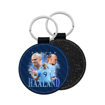 Erling Haaland, Μπρελόκ Δερματίνη, στρογγυλό ΜΑΥΡΟ (5cm)