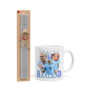 Erling Haaland, Πασχαλινή Λαμπάδα με Κούπα κεραμική (330ml) & κερί αρωματικό πλακέ (30cm) (ΓΚΡΙ)