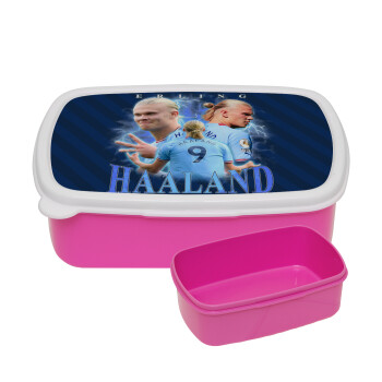 Erling Haaland, ΡΟΖ παιδικό δοχείο φαγητού (lunchbox) πλαστικό (BPA-FREE) Lunch Βox M18 x Π13 x Υ6cm