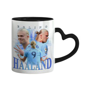 Erling Haaland, Κούπα καρδιά χερούλι μαύρη, κεραμική, 330ml